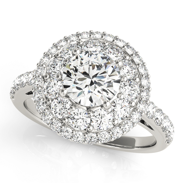 Single Row Double Halo Engagement Rings