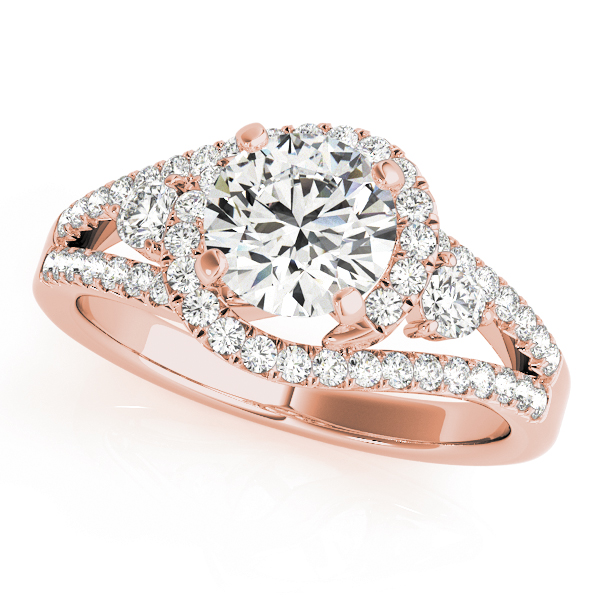 Bypass Halo Split Shank Engagement Ring