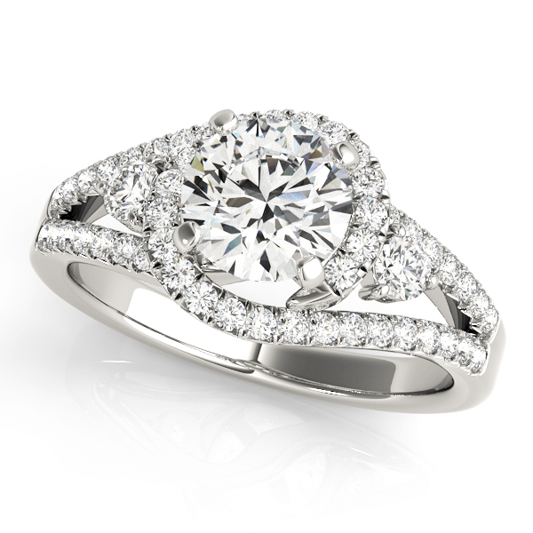Bypass Halo Split Shank Engagement Ring