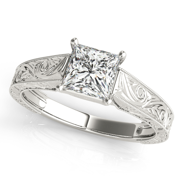 Vintage Inspired Princess Cut Trellis Engagement Ring