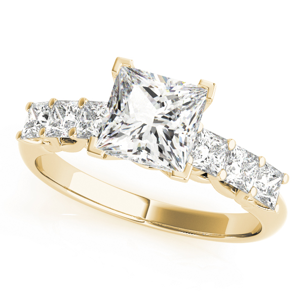 Single Row Princess Cut Trellis Engagement Ring