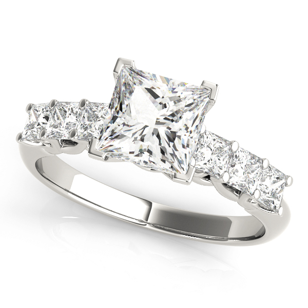 Single Row Princess Cut Trellis Engagement Ring