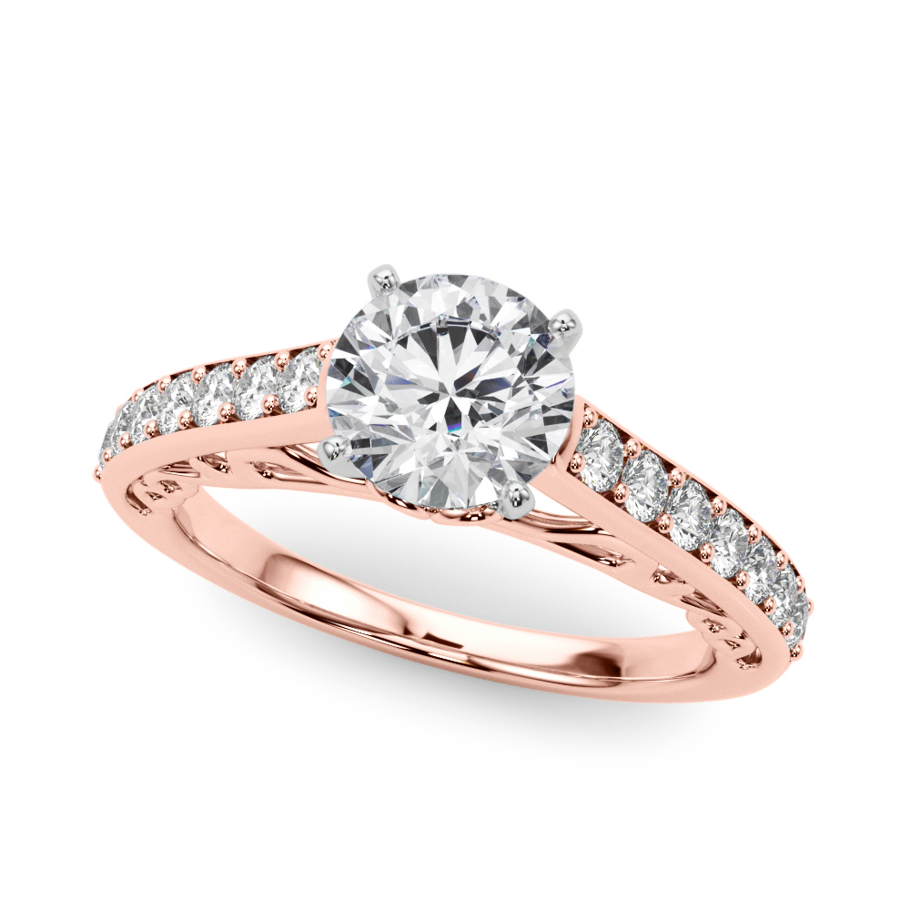 Single Row Prong In Channel Side Scroll Engagement Ring