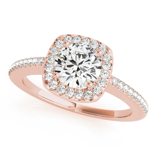 Single Row Accented Halo Engagement Ring