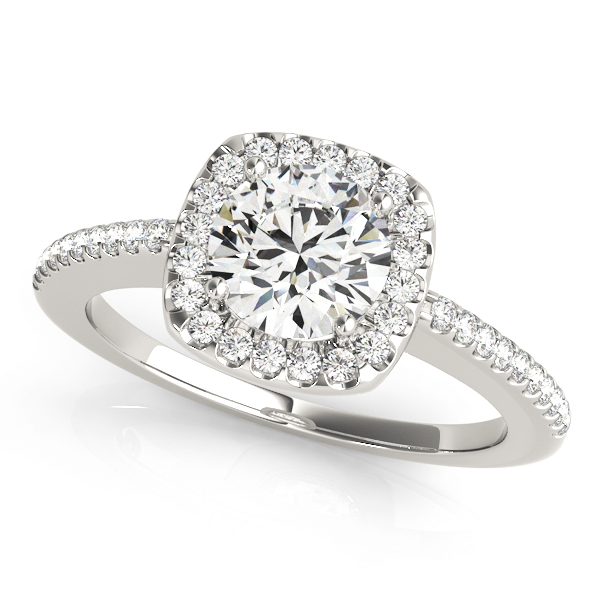 Single Row Accented Halo Engagement Ring