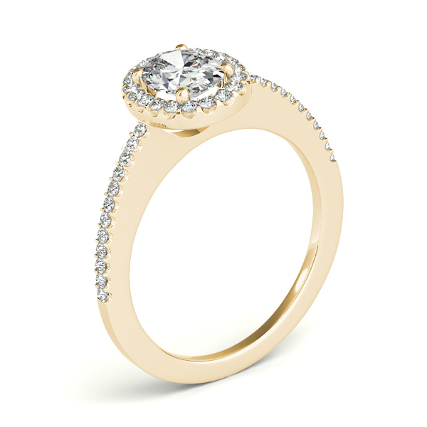 The Caroline Halo Engagement Ring, angled view