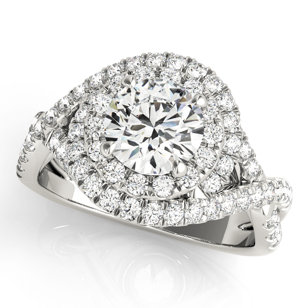 Twisted Double Halo Engagement Rings