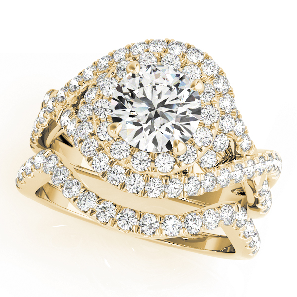 The Eveline Double Halo Engagement Ring, set view