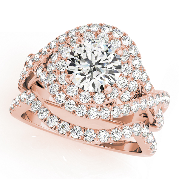 The Eveline Double Halo Engagement Ring, set view