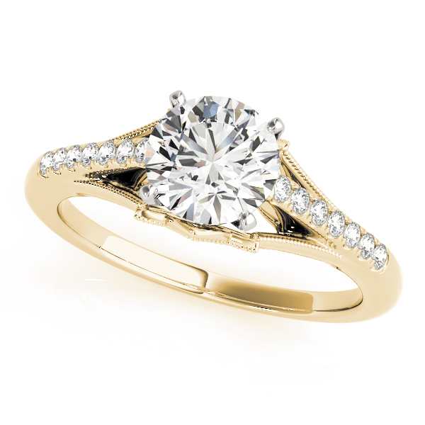 Classic Solitaire Accented Milgrain Engagement Ring