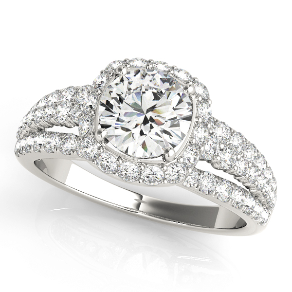 Multirow Halo Engagement Ring