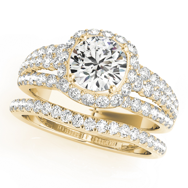 The Stella Halo Engagement Ring, set view