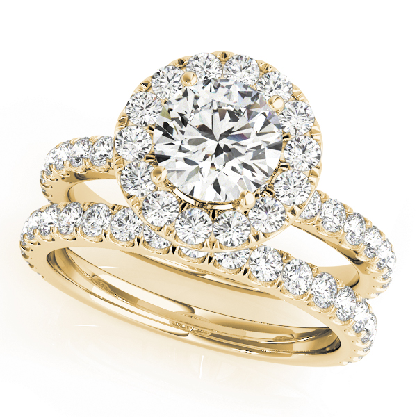 The Millicent Halo Engagement Ring, set view