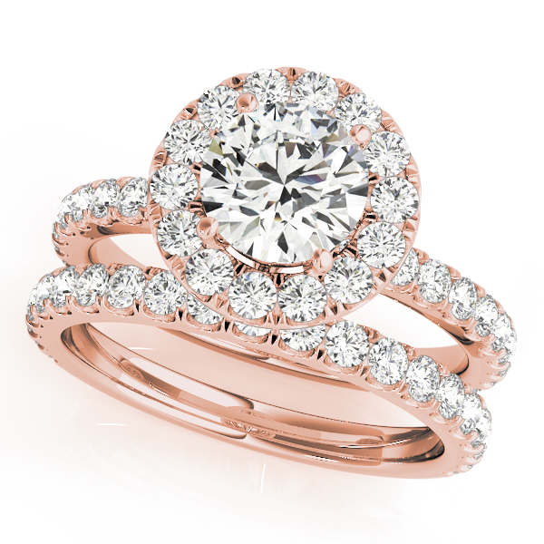 The Millicent Halo Engagement Ring, set view