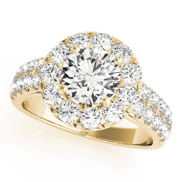 Double Row Pavé Round Halo Engagement Ring