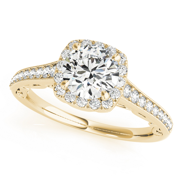 Vintage Prong Milgrain Hidden Halo Engagement Ring