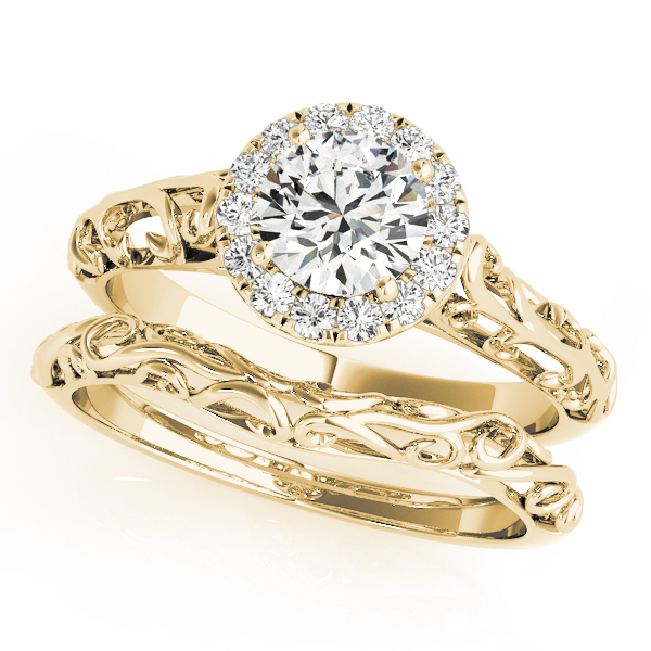 The Rowan Halo Engagement Ring, set view