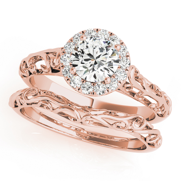 The Rowan Halo Engagement Ring, set view