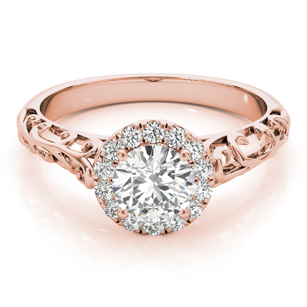 The Rowan Halo Engagement Ring, upright view
