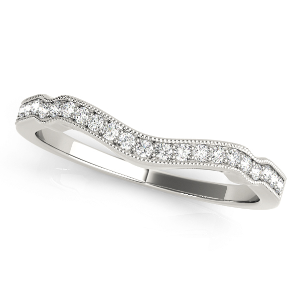 Curved Milgrain Diamond Wedding Band