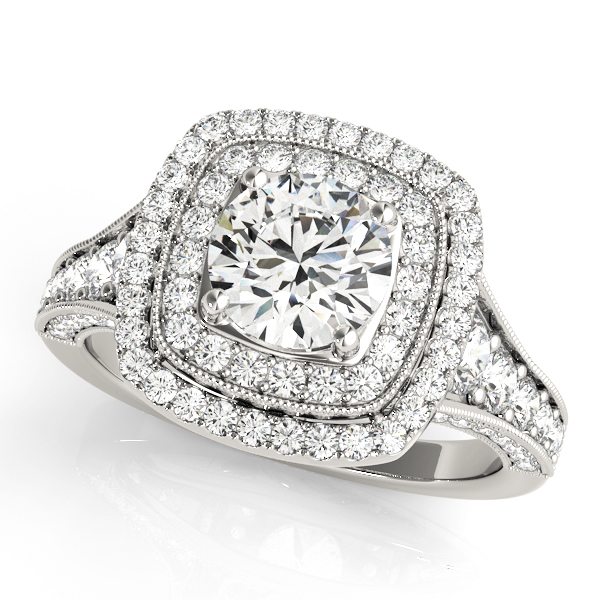 Antique Double Halo Milgrain Engagement Rings
