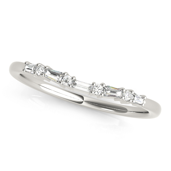 Alternating Round & Fancy Shape Baguette Wedding Rings