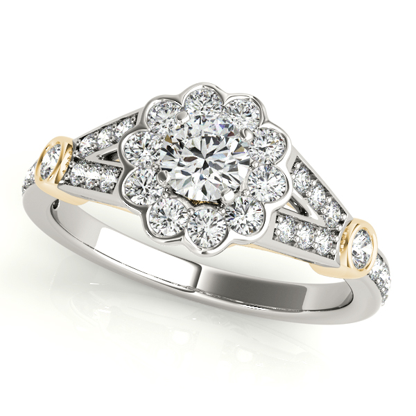 Flower Halo Split Shank Engagement Ring
