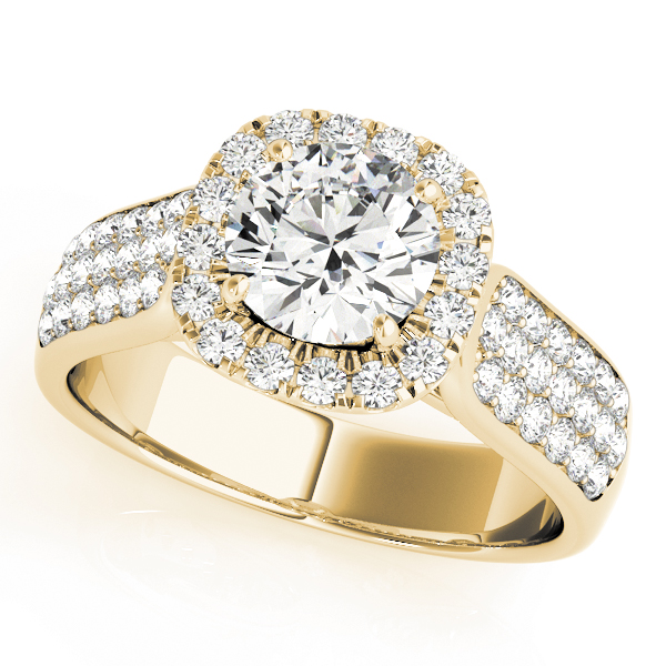 Multirow Pavé Halo Engagement Ring