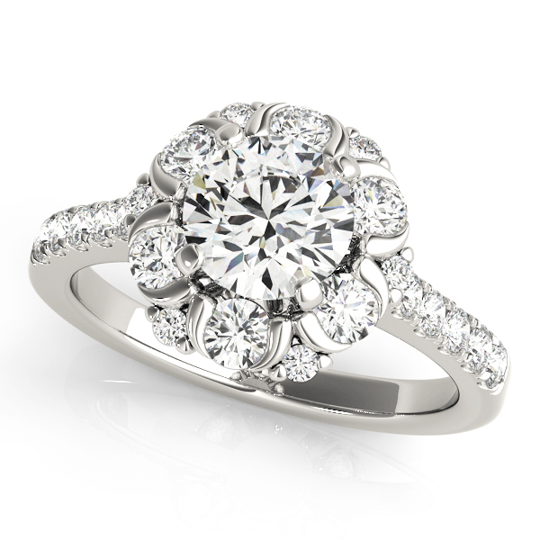 Flower Shape Halo Engagement Ring