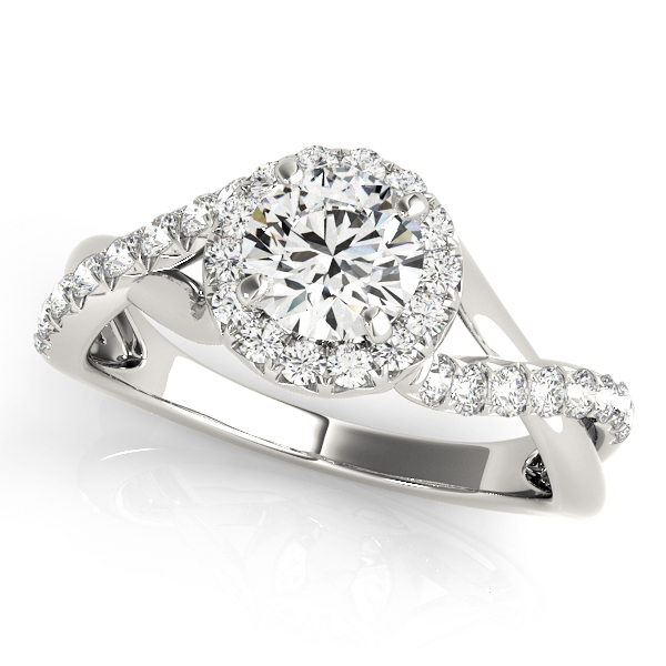 Bypass Twisted Shank Halo Engagement Rings
