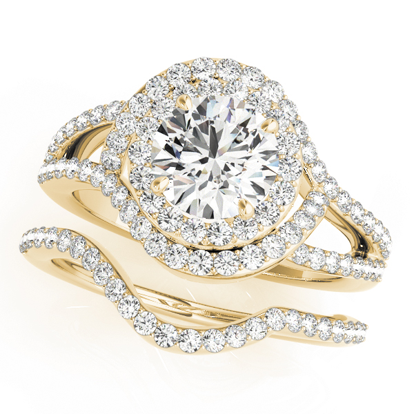 The Rowan Double Halo Engagement Ring, set view