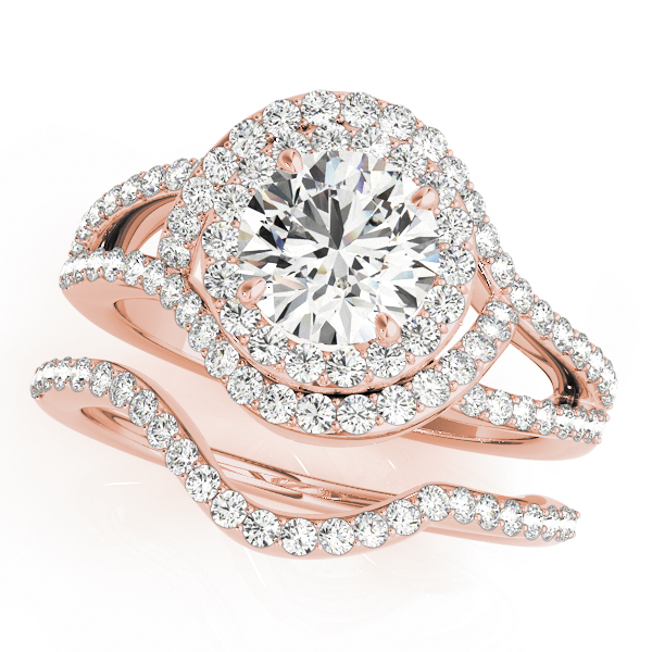 The Rowan Double Halo Engagement Ring, set view