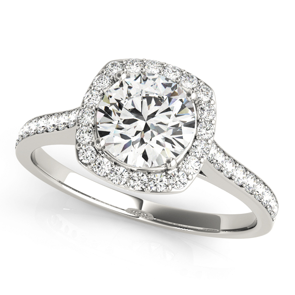 Single Row Halo Engagement Ring