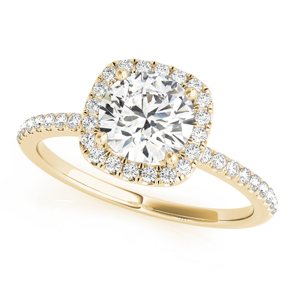 Single Row Prong Set Halo Engagement Ring