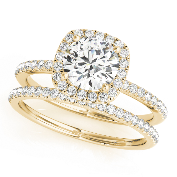 The Eliza Halo Engagement Ring, set view