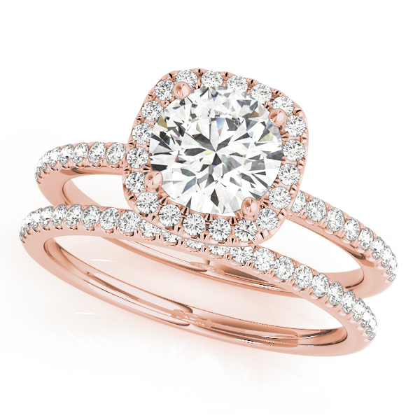 The Eliza Halo Engagement Ring, set view