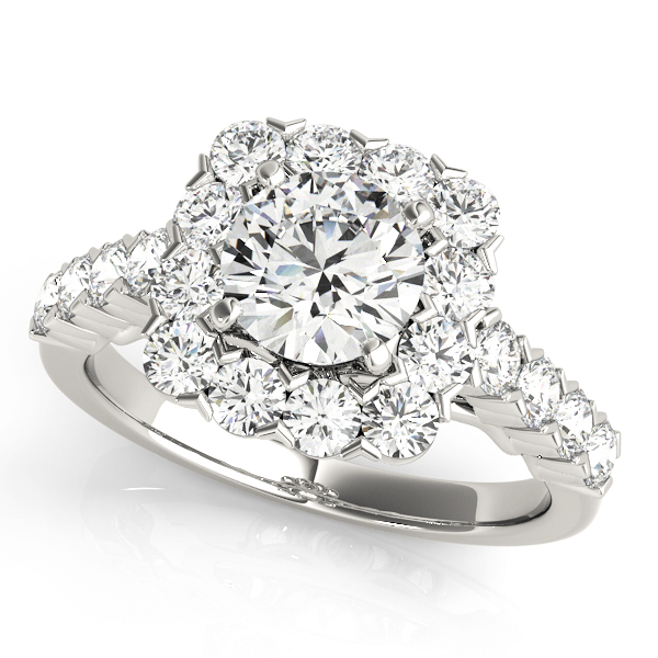 Single Row Halo Engagement Rings