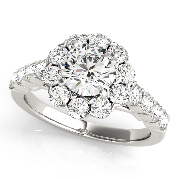 Single Row XO Cut Halo Engagement Ring