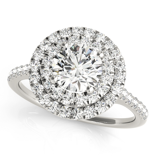 Single Row Double Halo Engagement Ring