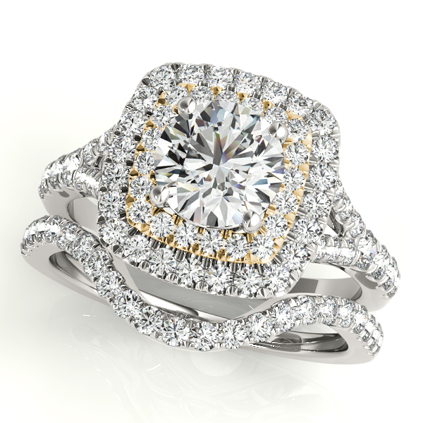 The Francesca Double Halo Engagement Ring, set view