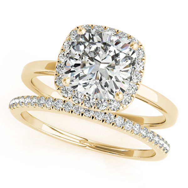 The Maya Halo Engagement Ring, set view