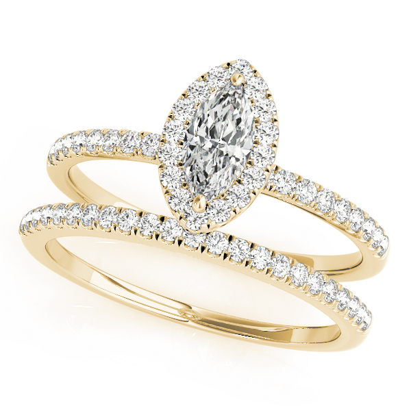 The Faye Halo Engagement Ring, set view