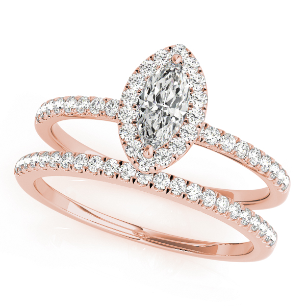 The Faye Halo Engagement Ring, set view