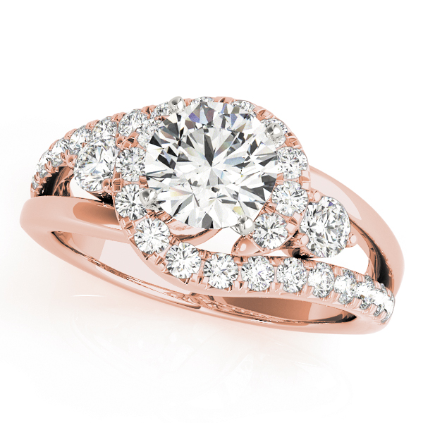Bypass Swirl Halo Engagement Ring