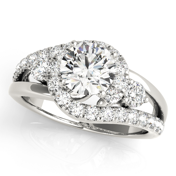 Bypass Swirl Halo Engagement Ring