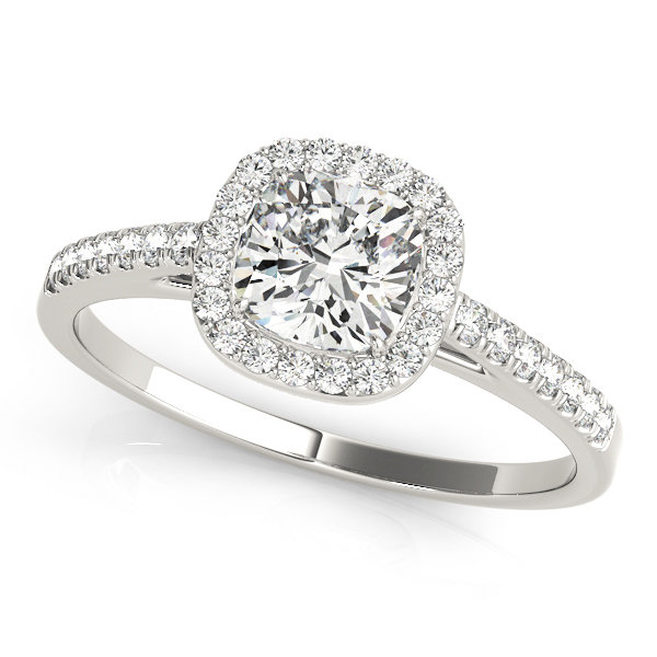 Single Row Square or Cushion Halo Engagement Ring