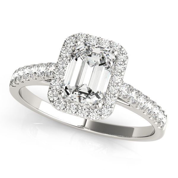Emerald Cut Halo Engagement Ring