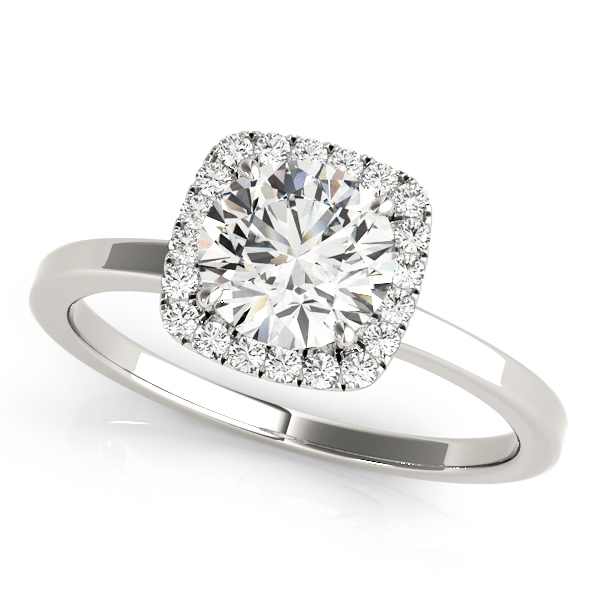 Cushion Shaped Halo Round Engagement Ring