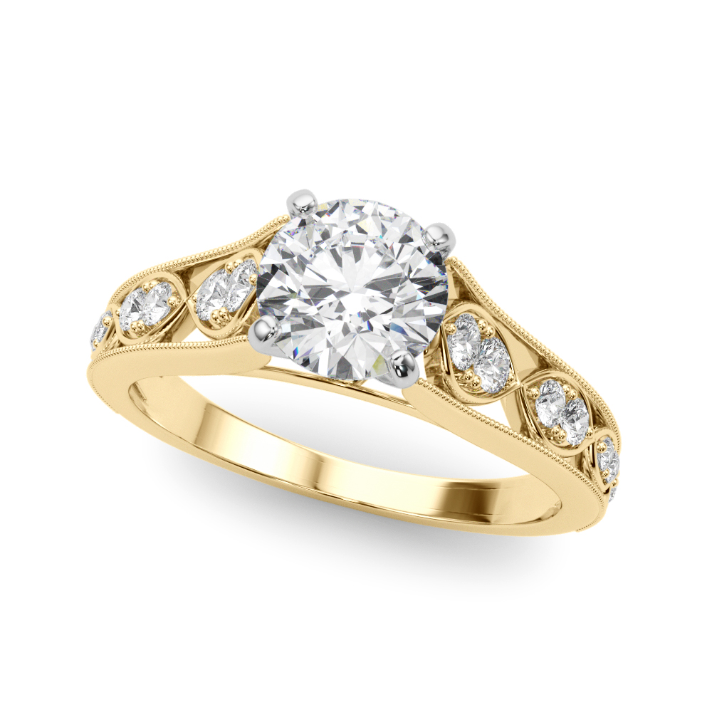 Single Row Prong Milgrain Engagement Ring