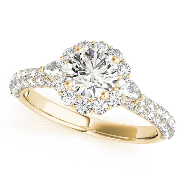Multirow Pavé Halo Engagement Ring